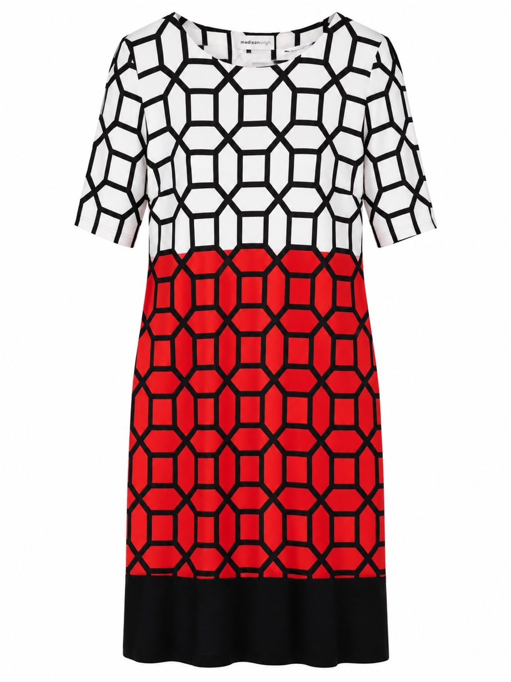 Madison Leigh Women’s Size 10 Geometric Colorblock Shift Dress Short Sleeve